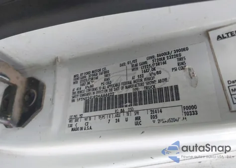 2002 Ford E-250 Commercial/Recreational from USA, damaged, VIN 1FTNE24L82HA66422